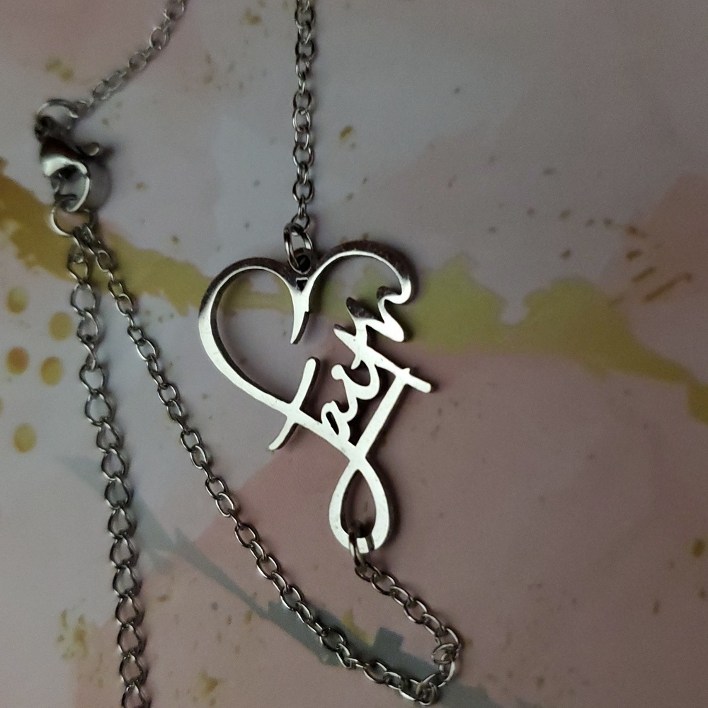 Stainless Steel “Faith” Script Heart Bracelet – Inspirational Faith Jewelry